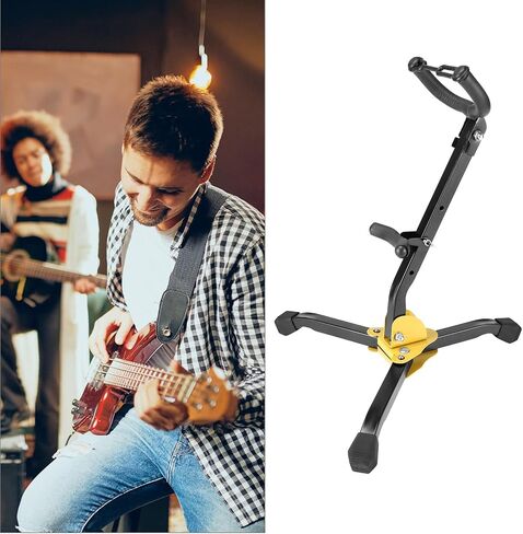 QWORK Saxophone Stand - 2 Pack Adjustable and Foldable Design with Soft Pad Protection for Alto and Tenor Saxophones, Durable Metal Base, Ergonomic Backrest in Saudi Arabia