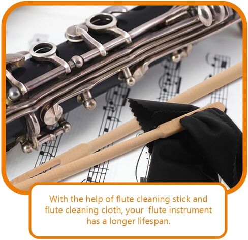 Clarinet Flute Cleaning Rod with Polishing Cloth Flute Cleaner Flute Cleaning Care Cleaning Kit Including Swab Rod and Cotton Cloths in Saudi Arabia