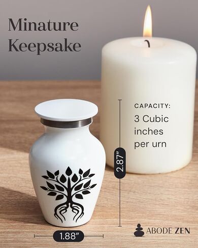Urns for Human Ashes - Set of Four Decorative Mini Urns for Human Remains - Small Cremation Urn for Ashes - Tree of Life Design and Velvet Bag (Blue) in Saudi Arabia