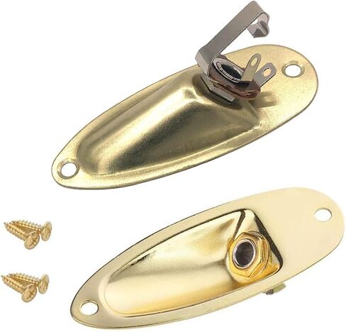 2Pcs Guitar Input Jack Socket Plate 1/4 Inch Output Loaded Parts Bronze Guitar Jack Plate with Screws Nut Compatible with Fender Stratocaster Strat Electric Guitar Replacement Parts in Saudi Arabia
