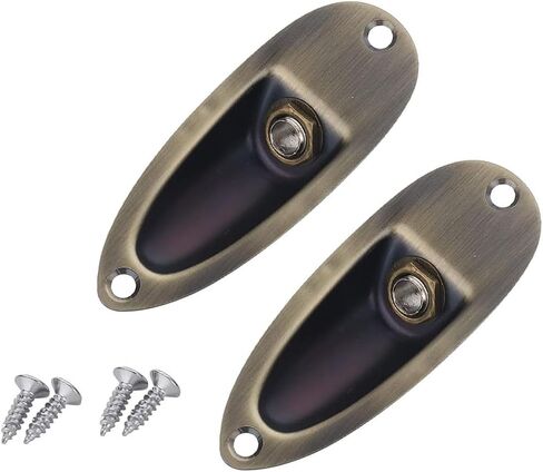 2Pcs Guitar Input Jack Socket Plate 1/4 Inch Output Loaded Parts Bronze Guitar Jack Plate with Screws Nut Compatible with Fender Stratocaster Strat Electric Guitar Replacement Parts in Saudi Arabia