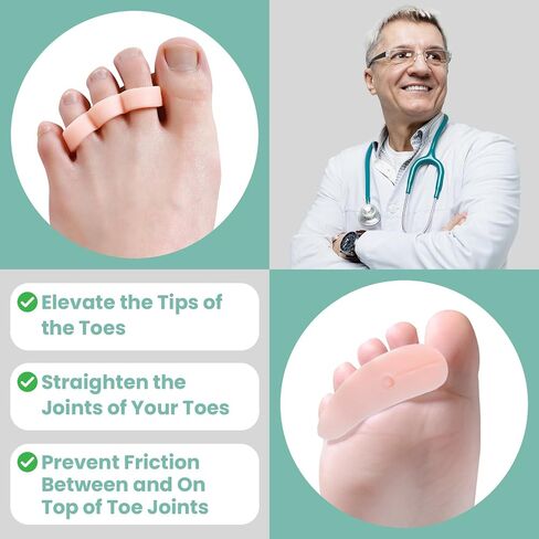 Welnove Hammertoe Corrector Gel Toe Straighteners - 8 Pcs Toe Support Pads Cushion - Realign Bent, Crooked, Curled, Claw, Hammer Toes - Firm Support in Saudi Arabia