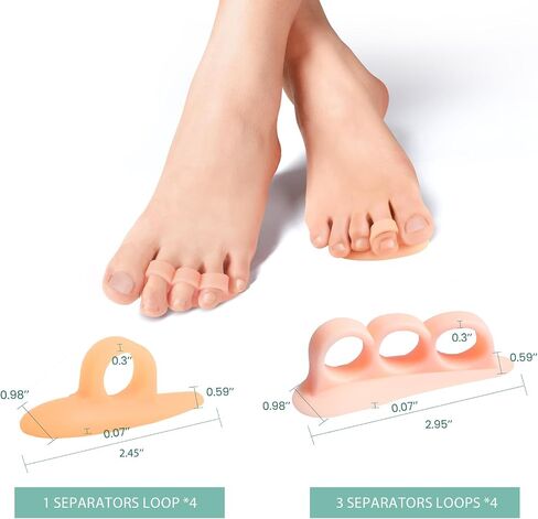 Welnove Hammertoe Corrector Gel Toe Straighteners - 8 Pcs Toe Support Pads Cushion - Realign Bent, Crooked, Curled, Claw, Hammer Toes - Firm Support in Saudi Arabia