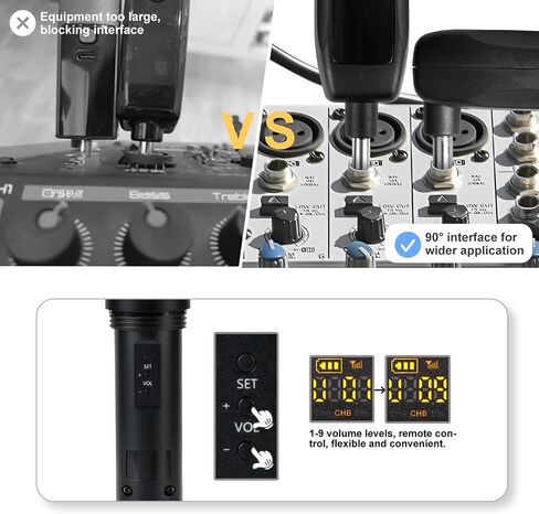 Rechargeable Wireless Microphone, Two Cordless UHF Mics Plug and Play for Karaoke Singing, Lecture, Wedding Host, Church, Stage Performance(Black) in Saudi Arabia