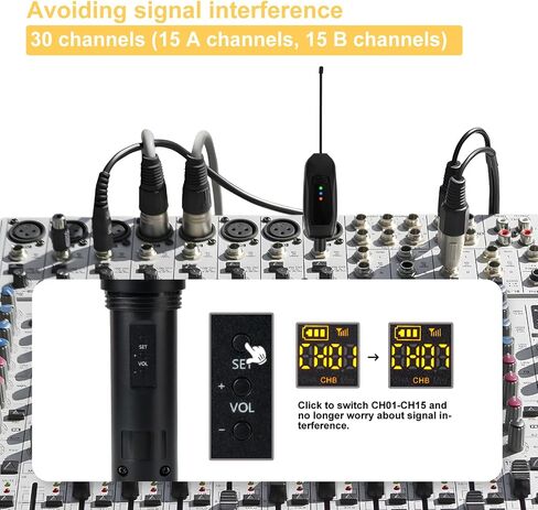 Rechargeable Wireless Microphone, Two Cordless UHF Mics Plug and Play for Karaoke Singing, Lecture, Wedding Host, Church, Stage Performance(Black) in Saudi Arabia