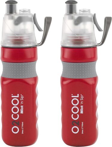 زجاجة مياه O2COOL Mist 'N Sip Misting 2 في 1 وظيفة الرذاذ والرشفة مع عدم وجود تسرب للطاقة وتدفق الطاقة وحزام سحب علوي وزجاجة مياه رياضية قابلة لإعادة الاستخدام - 24 أونصة - أزرق in Kuwait