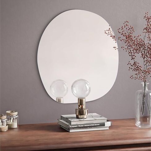 Navaris Frameless Wall Mirror - Irregular Shape Asymmetrical Blob Mirror - For Entryway Table Hallway Bathroom Floor - Modern Organic Shaped Pond Unique Mirror in Saudi Arabia