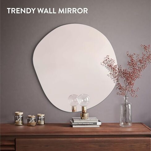 Navaris Frameless Wall Mirror - Irregular Shape Asymmetrical Blob Mirror - For Entryway Table Hallway Bathroom Floor - Modern Organic Shaped Pond Unique Mirror in Saudi Arabia