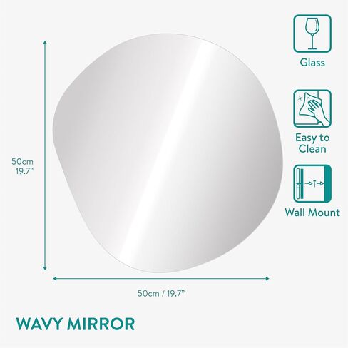 Navaris Frameless Wall Mirror - Irregular Shape Asymmetrical Blob Mirror - For Entryway Table Hallway Bathroom Floor - Modern Organic Shaped Pond Unique Mirror in Saudi Arabia