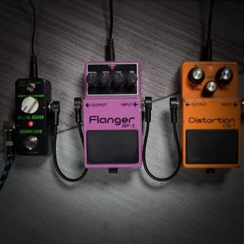 Professional Flat Guitar Patch Cables, Noise Free, Save Space, 1/4" TS Right Angle for Guitar Effect Pedals, 6IN 2 Pack, Red in Kuwait