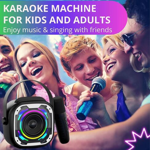 Mini Karaoke Machine For Kids & Adults - Phone Stand & Brilliant Sound & 2 Sensitive Microphones - Light & Voice Effects - Small Kids Karaoke Machine For Girls Boys 3 5 8 12 - Portable Signing Machine in Saudi Arabia