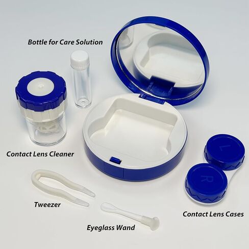 Contact Lens Case with Cleaner Washer,Contact Case with Mirror Tweezers Remover Tool Solution Bottle for Travel (Purple) in Saudi Arabia