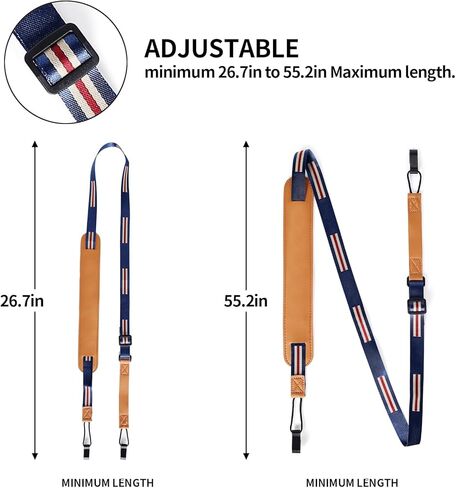 حزام القيثارة القابل للتعديل من Vefungyan بدون مثقاب: مشبك مزدوج على حزام كتف Uke مع 6 اختيارات، سهل الاستخدام ويناسب معظم المقاسات القياسية in Kuwait