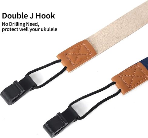 حزام القيثارة القابل للتعديل من Vefungyan بدون مثقاب: مشبك مزدوج على حزام كتف Uke مع 6 اختيارات، سهل الاستخدام ويناسب معظم المقاسات القياسية in Kuwait