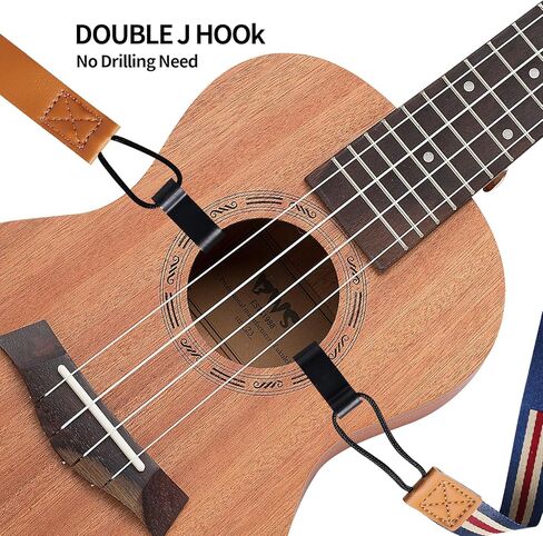 حزام القيثارة القابل للتعديل من Vefungyan بدون مثقاب: مشبك مزدوج على حزام كتف Uke مع 6 اختيارات، سهل الاستخدام ويناسب معظم المقاسات القياسية in Kuwait