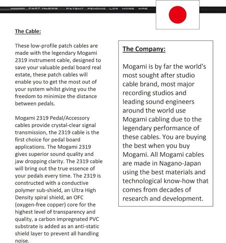 WORLDS BEST CABLES 2 Units - 8 Inch - Pedal, Effects, Patch, Instrument Cable Custom Made Using Mogami 2319 Wire & Amphenol ACPM-GN-AU M-Series Straight Gold TS Plugs in Saudi Arabia