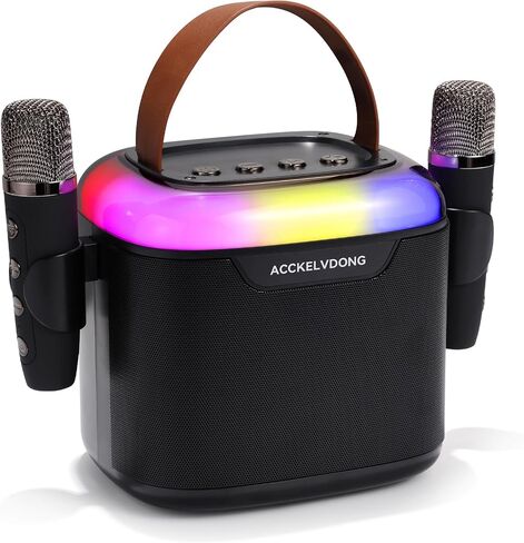 Karaoke Machine for Kids Adults,Portable Karaoke Speaker with 2 Wireless Microphones, Dynamic Lights,Support USB/TF/AUX,Home Party Karaoke Speaker,Birthday Gifts for Girls Boys(White) in Saudi Arabia
