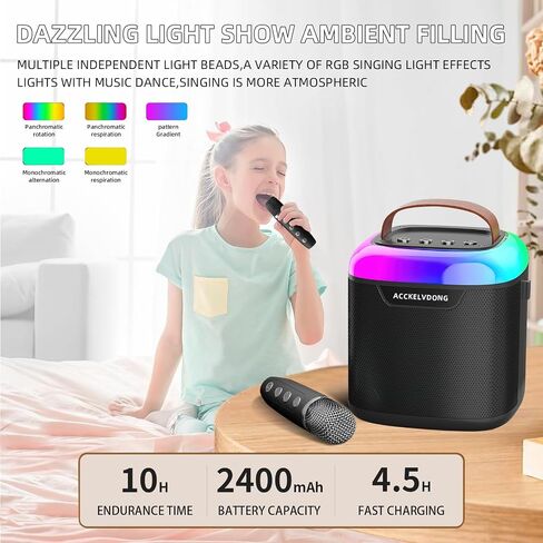 Karaoke Machine for Kids Adults,Portable Karaoke Speaker with 2 Wireless Microphones, Dynamic Lights,Support USB/TF/AUX,Home Party Karaoke Speaker,Birthday Gifts for Girls Boys(White) in Saudi Arabia
