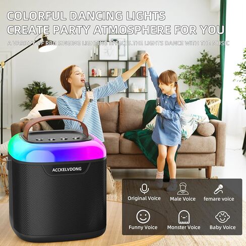 Karaoke Machine for Kids Adults,Portable Karaoke Speaker with 2 Wireless Microphones, Dynamic Lights,Support USB/TF/AUX,Home Party Karaoke Speaker,Birthday Gifts for Girls Boys(White) in Saudi Arabia