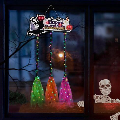 Halloween Decorations, Glow Halloween Decor, Broom Parking Sign with 3 Witches Brooms, Halloween Cute Hocus Pocus Decor, Halloween Signs for Garden Front Porch Wall Home Office Outdoor Indoor in Saudi Arabia
