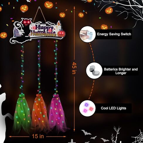 Halloween Decorations, Glow Halloween Decor, Broom Parking Sign with 3 Witches Brooms, Halloween Cute Hocus Pocus Decor, Halloween Signs for Garden Front Porch Wall Home Office Outdoor Indoor in Saudi Arabia