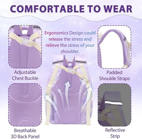 Cute Girls Backpack - Stylish School Bag for Students Versatile Chic and Splash-Proof with Multiple Pockets（17inch Set Blue） in Kuwait