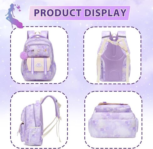 Cute Girls Backpack - Stylish School Bag for Students Versatile Chic and Splash-Proof with Multiple Pockets（17inch Set Blue） in Kuwait