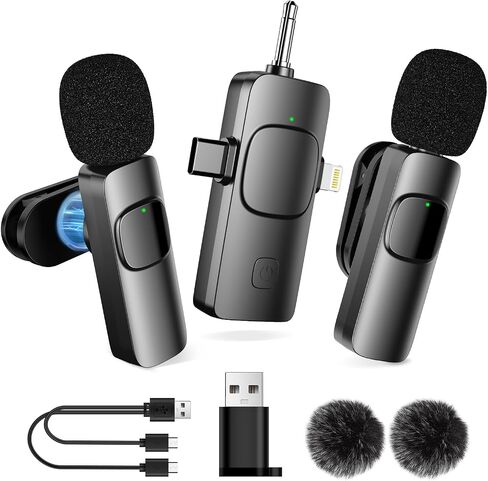 Wireless Lavalier Microphone for iPhone, Mini Microphone, Professional Lapel Mic with NoiseCancelling, Clip-on Lapel Lavalier Bluetooth Microphone for Video Recording, TikTok, Live Streaming (K11) in Saudi Arabia