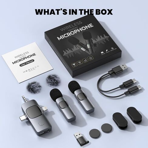Wireless Lavalier Microphone for iPhone, Mini Microphone, Professional Lapel Mic with NoiseCancelling, Clip-on Lapel Lavalier Bluetooth Microphone for Video Recording, TikTok, Live Streaming (K11) in Saudi Arabia