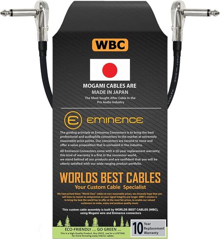 WORLDS BEST CABLES 5 Inch - Pedal, Effects, Patch, Instrument Cable Custom Made Made Using Mogami 2319 Wire and Eminence Nickel Plated ¼ inch (6.35mm) R/A Pancake Type Connectors in Saudi Arabia