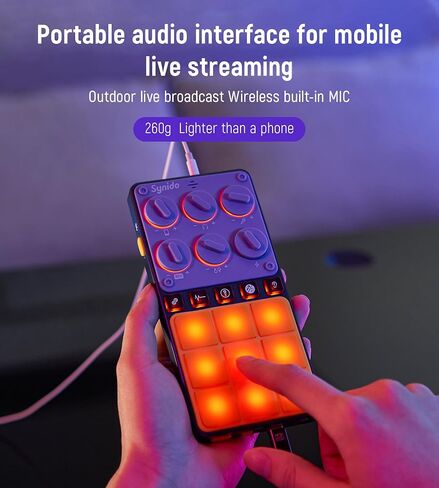 Audio Interface for Phone 16-bit 48 kHz with Built-in Microphone Portable Live Broadcast 9 Customizable Sound Effects Sound Card for Audio Recording and Playback on Phones, Computers, Tablets in Saudi Arabia