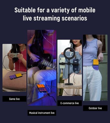 Audio Interface for Phone 16-bit 48 kHz with Built-in Microphone Portable Live Broadcast 9 Customizable Sound Effects Sound Card for Audio Recording and Playback on Phones, Computers, Tablets in Saudi Arabia