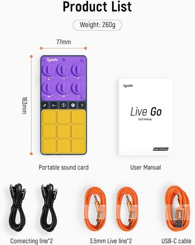 Audio Interface for Phone 16-bit 48 kHz with Built-in Microphone Portable Live Broadcast 9 Customizable Sound Effects Sound Card for Audio Recording and Playback on Phones, Computers, Tablets in Saudi Arabia
