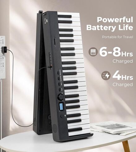 بيانو Vangoa القابل للطي 88 مفتاحًا شبه مرجح وقابل للطي ولوحة مفاتيح بيانو محمول بالحجم الكامل مع اتصال لاسلكي ومفاتيح مضيئة ودواسة مستدامة وحقيبة يد in Kuwait