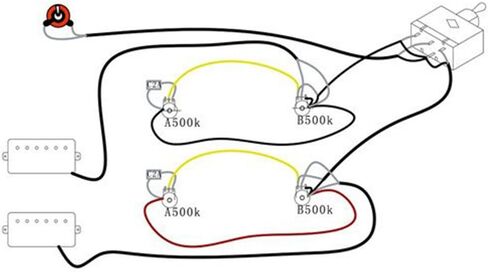 LP Wiring Harness Kit Replacement for Dual Humbucker Gibson Les Pual Style Electric Guitar, 2T2V 3 Way Toggle Switch 500K Pots & 1 Jack, Cream Tip in Kuwait