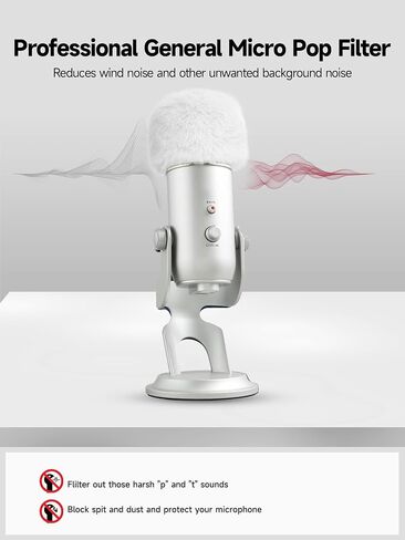 فلتر YOUSHARES Blue Yeti Pop - غطاء ميكروفون، غطاء ميكروفون فروي، واقي أمامي للميكروفون لـ HyperX SoloCast | اليتي | نانو | فيفين AM8 | ريزر سيرين / V3 ميني والمزيد من ميكروفونات USB، أبيض in Saudi Arabia