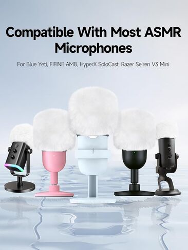 فلتر YOUSHARES Blue Yeti Pop - غطاء ميكروفون، غطاء ميكروفون فروي، واقي أمامي للميكروفون لـ HyperX SoloCast | اليتي | نانو | فيفين AM8 | ريزر سيرين / V3 ميني والمزيد من ميكروفونات USB، أبيض in Saudi Arabia