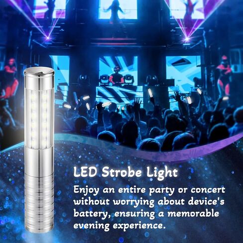 Bottle Strobe Baton Service Lights, LoveNite LED Rechargeable Liquor Bottles Sparkers for Wedding Party Concert Events, Champagne Handheld Light Topper for Bar Nightclub (Silver, 4 Pack) in Kuwait