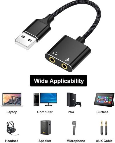 محول صوت ستيريو خارجي USB من RIIPOO لنظام التشغيل Windows وMac - قم بتوصيل وتشغيل محول صوت USB إلى 3.5 مم - لا حاجة إلى برامج تشغيل - محول واجهة الصوت in Saudi Arabia