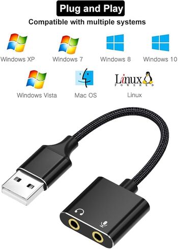 محول صوت ستيريو خارجي USB من RIIPOO لنظام التشغيل Windows وMac - قم بتوصيل وتشغيل محول صوت USB إلى 3.5 مم - لا حاجة إلى برامج تشغيل - محول واجهة الصوت in Saudi Arabia