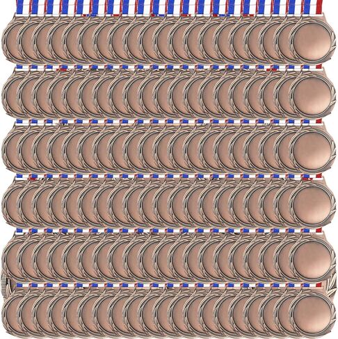 10PCS Blank Award Medals with Neck Ribbons, Create Your Own Medals Kit, Cheer Medals, Winner Medals, Participation Trophy, Antique Gold in Saudi Arabia