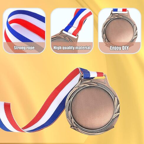 10PCS Blank Award Medals with Neck Ribbons, Create Your Own Medals Kit, Cheer Medals, Winner Medals, Participation Trophy, Antique Gold in Saudi Arabia
