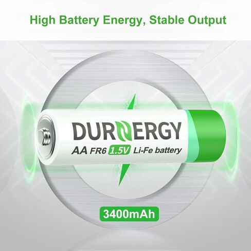 DURNERGY AA Battery 100 Pack, Double A Battery 10-Year Shelf Life, Double AA Batteries 2800mAh for Clock, Piles AA, LR6 Alkaline Double A Batteries in Kuwait
