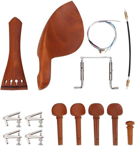 life 4/4 Violin Fittings, 1Set Jujube Wood Violin Parts 4/4 Fittings Chinrest Pegs Tailpiece Tunners Endpin String(A + String) in Saudi Arabia