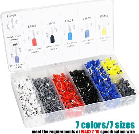 Fidioto Double Wire Ferrule Kit,1200pcs Dual Barrel Ferrules Terminal Set, Twin Ferrule Connectors Wire Ends Terminals Pins, AWG10~22 Twin Wire Ferrule Set and AWG6~22 Single-Line Ferrules in Saudi Arabia