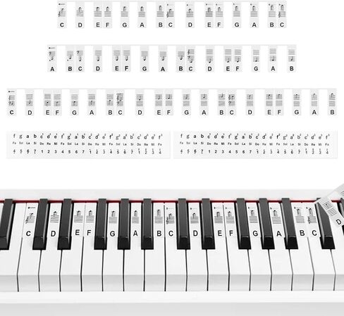 3 ملصقات ملاحظات قابلة لإعادة الاستخدام للوحة مفاتيح البيانو، 88 مفتاحًا تعليميًا + 2 ملصقات لوحة مفاتيح بيانو 76/88، ملصقات مفاتيح بيانو قابلة للإزالة للمبتدئين، للمبتدئين (أسود وأبيض) in Kuwait