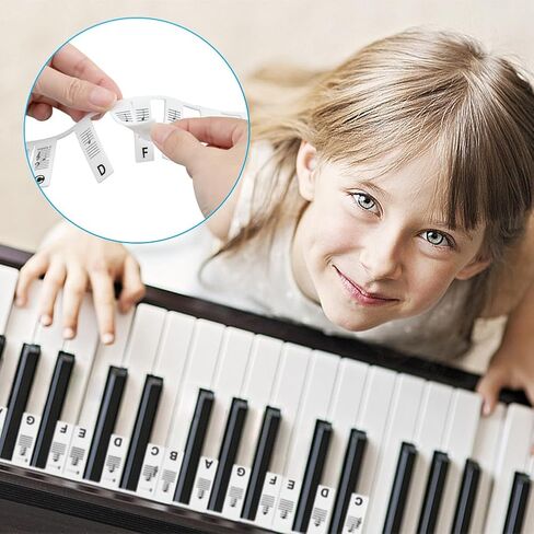 3 ملصقات ملاحظات قابلة لإعادة الاستخدام للوحة مفاتيح البيانو، 88 مفتاحًا تعليميًا + 2 ملصقات لوحة مفاتيح بيانو 76/88، ملصقات مفاتيح بيانو قابلة للإزالة للمبتدئين، للمبتدئين (أسود وأبيض) in Kuwait