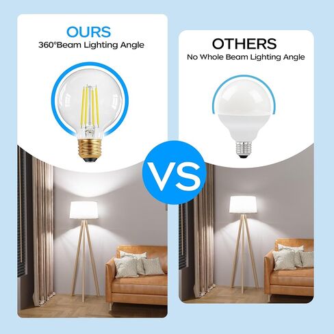 QiMH G25 Globe LED Light Bulb, 8W Vintage Edison Bulbs for Bathroom Makeup Mirror Decorative, Clear Glass 2700K Warm Light Bulbs, 80W Equivalent, 1000LM, Medium E26 Base, Non-dimmable, 10 Pack in Saudi Arabia