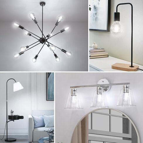 QiMH G25 Globe LED Light Bulb, 8W Vintage Edison Bulbs for Bathroom Makeup Mirror Decorative, Clear Glass 2700K Warm Light Bulbs, 80W Equivalent, 1000LM, Medium E26 Base, Non-dimmable, 10 Pack in Saudi Arabia