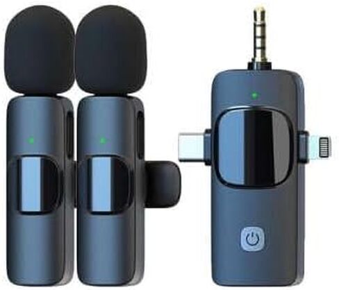 ميكروفونات Lavalier لاسلكية 3 في 1 لأجهزة iPhone، وiPad، وAndroid، والكاميرا، وUSB-C، 2.4 جيجا هرتز، وإلغاء / تقليل الضوضاء، نطاق 70 قدمًا، لتسجيل الفيديو، والبث المباشر، ومدونة الفيديو، ويوتيوب، وتيك توك in Saudi Arabia